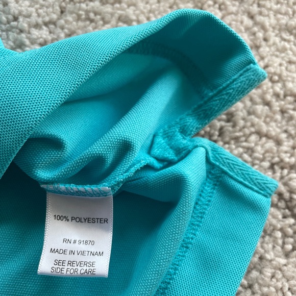 Pebble Beach Dry-Luxe Performance Golf Turquoise Sleeveless Polo Top, Medium - Picture 6 of 6